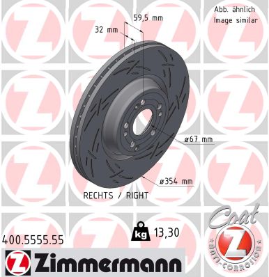 ZIMMERMANN Bremseskive 400555555 højre foraksel lukket 354mm 32mm for MERCEDES-BENZ