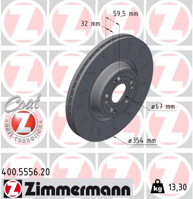 ZIMMERMANN Bremseskive 400555620 foraksel Sænket 354mm 32mm for MERCEDES-BENZ