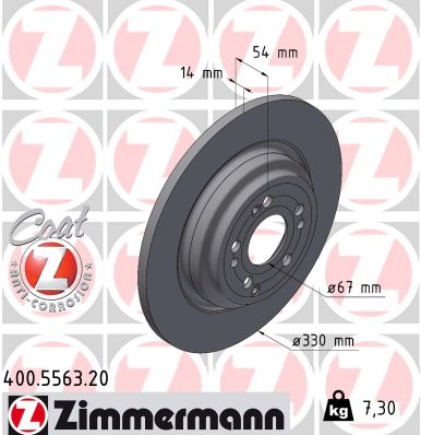 ZIMMERMANN Bremseskive 400556320 bagaksel fuld 330mm 14mm for MERCEDES-BENZ