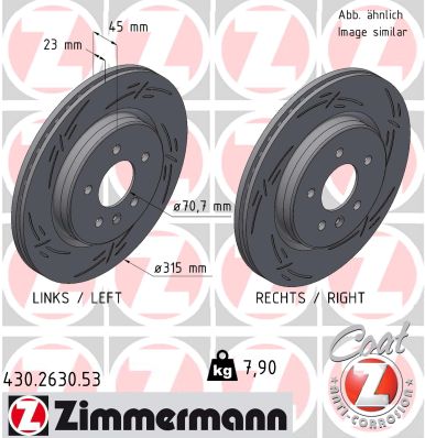 ZIMMERMANN Bremseskive 430263053 bagaksel lukket 315mm 23mm for OPEL GENERAL MOTORS