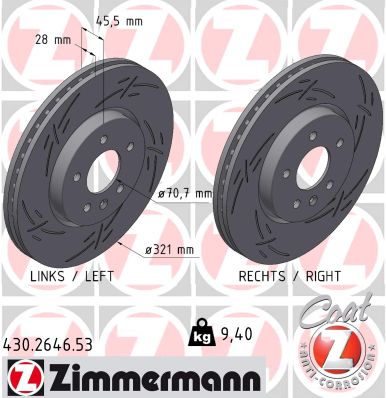 ZIMMERMANN Bremseskive 430264653 foraksel lukket 321mm 28mm for GENERAL MOTORS OPEL