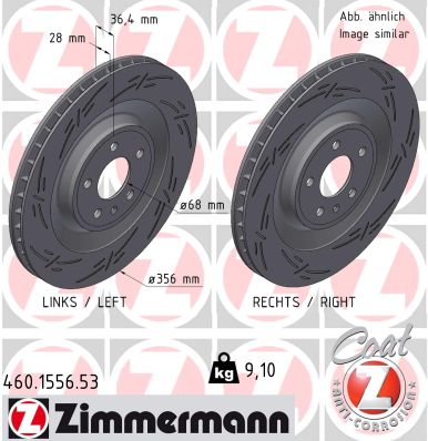 ZIMMERMANN Bremseskive 460155653 bagaksel lukket 356mm 28mm for PORSCHE