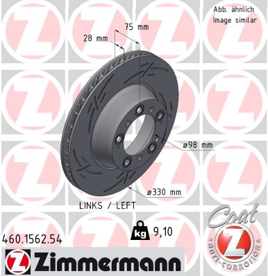 ZIMMERMANN Bremseskive 460156254 Bagaksel venstre lukket 330mm 28mm for PORSCHE