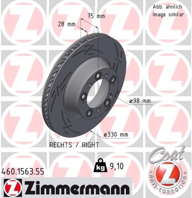 ZIMMERMANN Bremseskive 460156355 Bagaksel højre lukket 330mm 28mm for PORSCHE