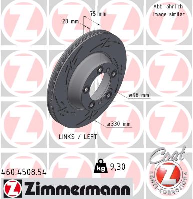 ZIMMERMANN Bremseskive 460450854 Bagaksel venstre lukket 330mm 28mm for PORSCHE