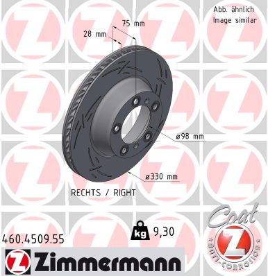 ZIMMERMANN Bremseskive 460450955 Bagaksel højre lukket 330mm 28mm for PORSCHE