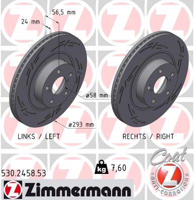 ZIMMERMANN Bremseskive 530245853 foraksel lukket 293mm 24mm for SUBARU TOYOTA