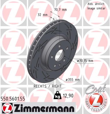 ZIMMERMANN Bremseskive 550560155 højre foraksel lukket 355mm 32mm for TESLA