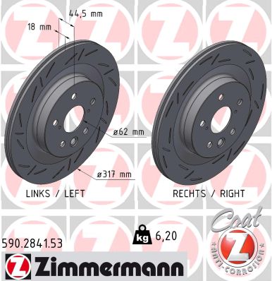 ZIMMERMANN Bremseskive 590284153 bagaksel lukket 317mm 18mm for TOYOTA SUZUKI