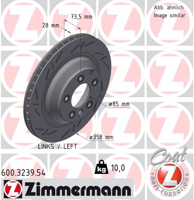ZIMMERMANN Bremseskive 600323954 Bagaksel venstre lukket 358mm 28mm for PORSCHE VAG