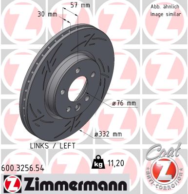 ZIMMERMANN Bremseskive 600325654 venstre foraksel lukket 332mm 30mm for VAG