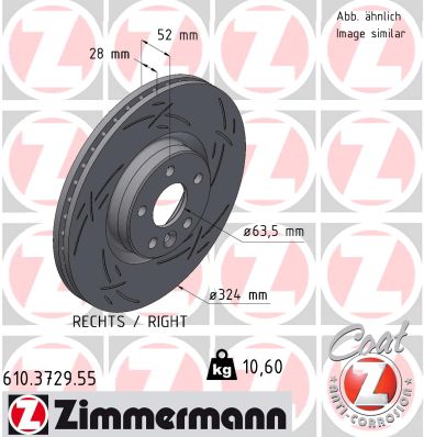 ZIMMERMANN Bremseskive 610372955 højre foraksel lukket 324mm 28mm for VOLVO