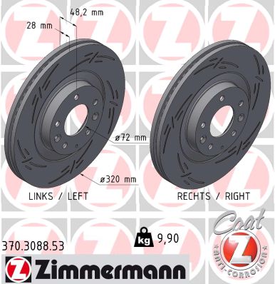 ZIMMERMANN Bremseskive 370308853 foraksel lukket 320mm 28mm for MAZDA FORD USA