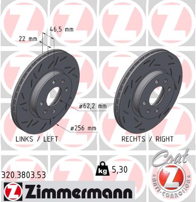 ZIMMERMANN Bremseskive 320380353 foraksel lukket 256mm 22mm for KIA (DYK)