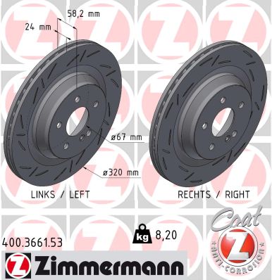 ZIMMERMANN Bremseskive 400366153 bagaksel lukket 320mm 24mm for MERCEDES-BENZ