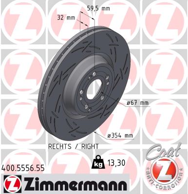 ZIMMERMANN Bremseskive 400555655 højre foraksel lukket 354mm 32mm for MERCEDES-BENZ