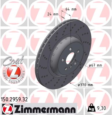 ZIMMERMANN Bremseskive 150295932 Bagaksel venstre 370mm 24mm for BMW