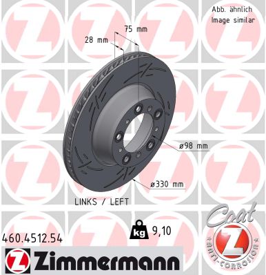 ZIMMERMANN Bremseskive 460451254 Bagaksel venstre lukket 330mm 28mm for PORSCHE