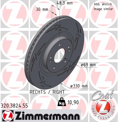 ZIMMERMANN Bremseskive 320382455 højre foraksel lukket 330mm 30mm for KIA