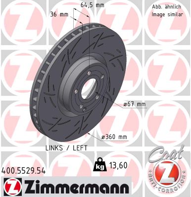 ZIMMERMANN Bremseskive 400552954 venstre foraksel lukket 360mm 36mm for MERCEDES-BENZ