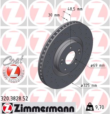 ZIMMERMANN Bremseskive 320382852 foraksel perforeret 325mm 30mm for KIA