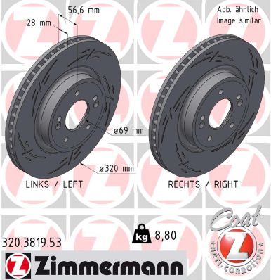 ZIMMERMANN Bremseskive 320381953 foraksel lukket 320mm 28mm for KIA