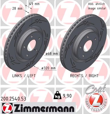 ZIMMERMANN Bremseskive 200254053 foraksel lukket 320mm 28mm for INFINITI