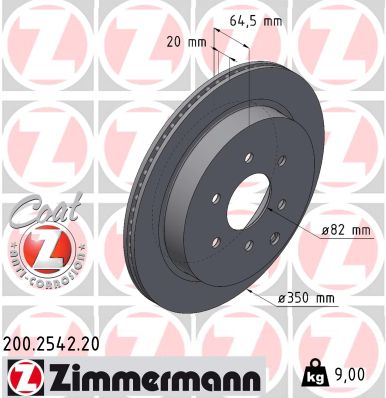 ZIMMERMANN Bremseskive 200254220 bagaksel ventileret 350mm 20mm for INFINITI
