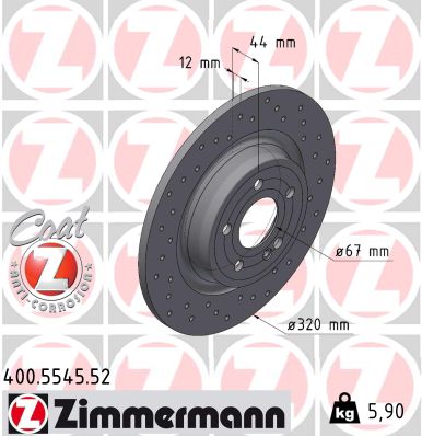 ZIMMERMANN Bremseskive 400554552 bagaksel perforeret 320mm 12mm for MERCEDES-BENZ