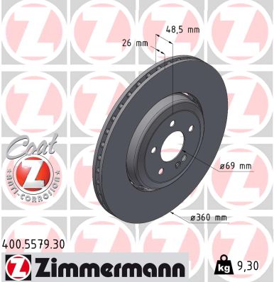 ZIMMERMANN Bremseskive 400557930 bagaksel 360mm 26mm for MERCEDES-BENZ