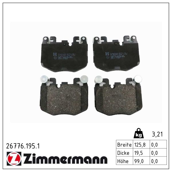 ZIMMERMANN Bremseklodser 267761951 foraksel for BMW