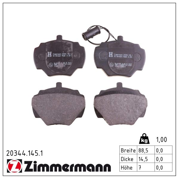 ZIMMERMANN Bremseklodser 203441451 bagaksel for LAND ROVER