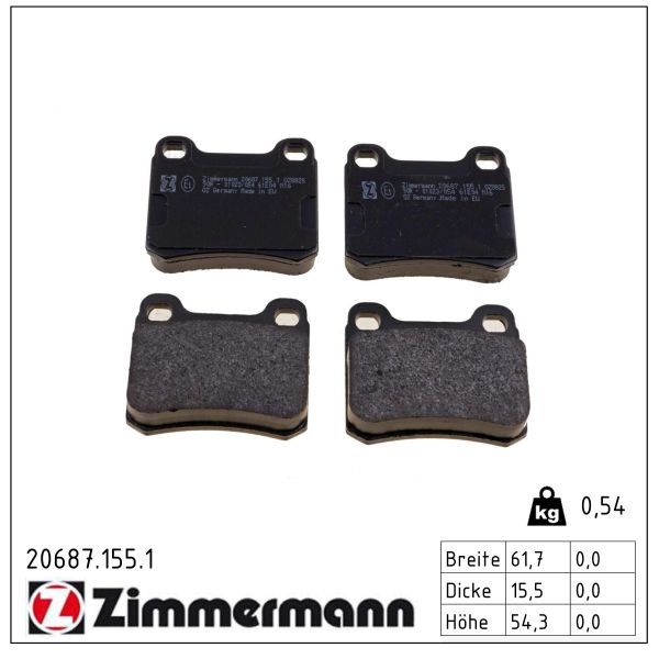 ZIMMERMANN Bremseklodser 206871551 bagaksel for MERCEDES-BENZ