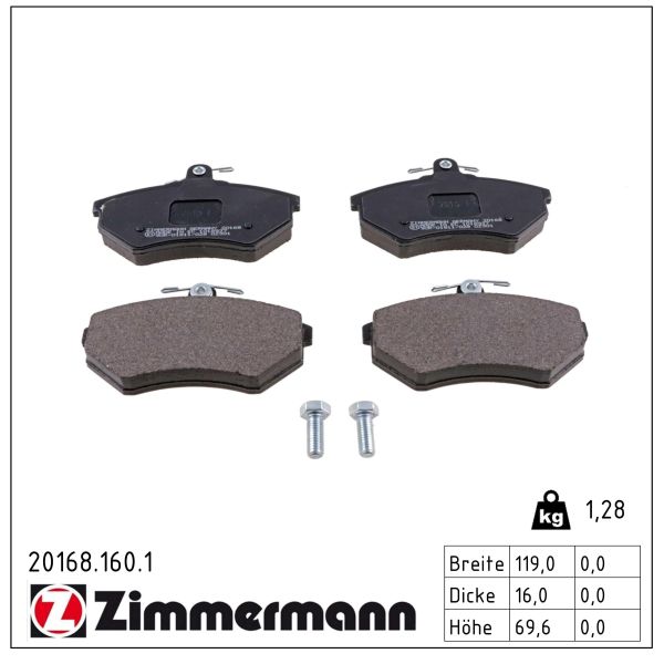 ZIMMERMANN Bremseklodser 201681601 foraksel for VAG