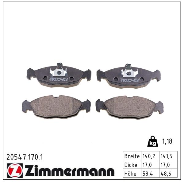 ZIMMERMANN Bremseklodser 205471701 foraksel for OPEL DAEWOO VAUXHALL JAGUAR
