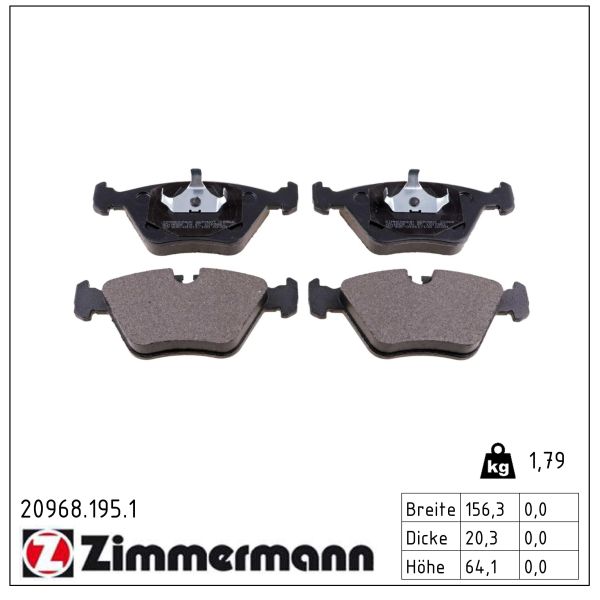 ZIMMERMANN Bremseklodser 209681951 foraksel for BMW