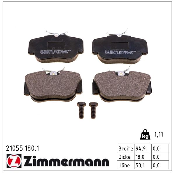 ZIMMERMANN Bremseklodser 210551801 foraksel for MERCEDES-BENZ
