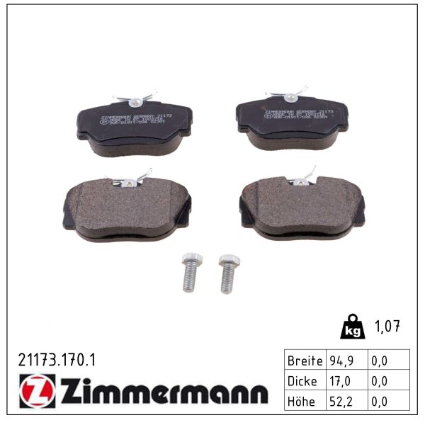 ZIMMERMANN Bremseklodser 211731701 foraksel for BMW
