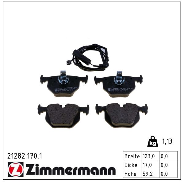ZIMMERMANN Bremseklodser 212821701 bagaksel for BMW