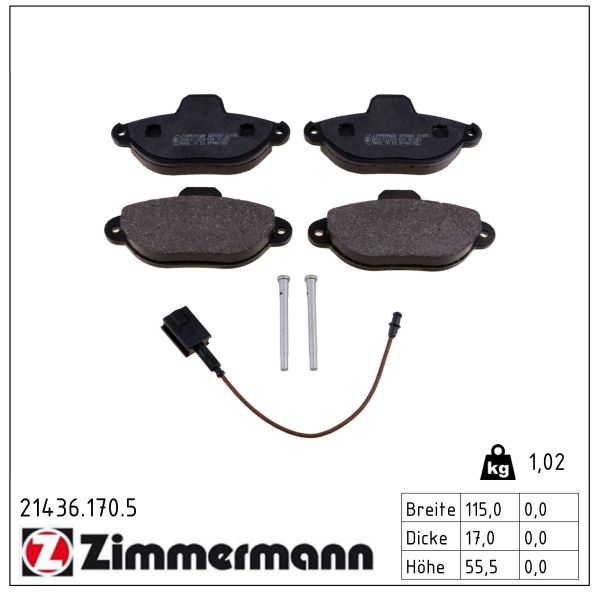 ZIMMERMANN Bremseklodser 214361705 foraksel for FIAT