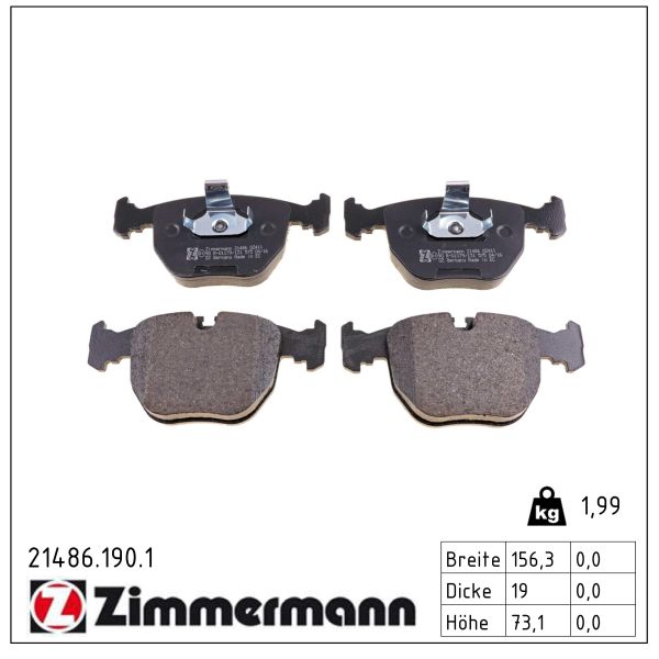 ZIMMERMANN Bremseklodser 214861901 foraksel for BMW