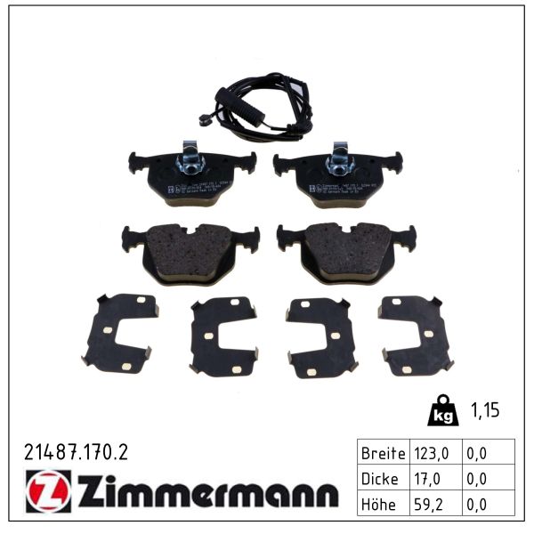 ZIMMERMANN Bremseklodser 214871702 bagaksel for BMW LAND ROVER