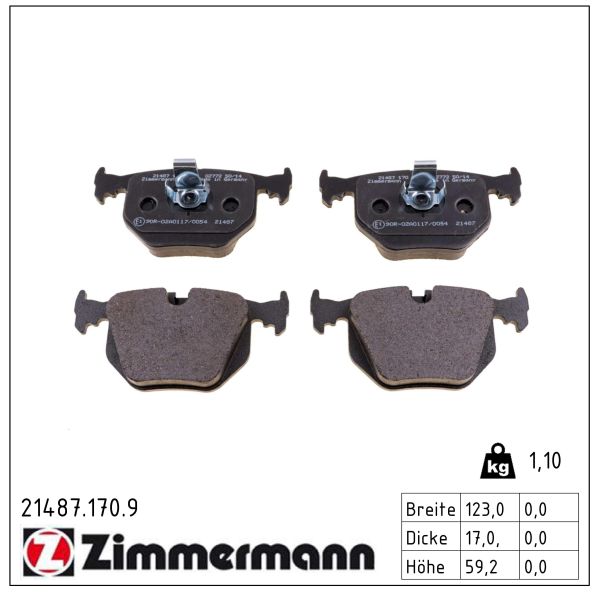ZIMMERMANN Bremseklodser 214871709 bagaksel for BMW LAND ROVER