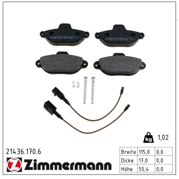 ZIMMERMANN Bremseklodser 214361706 foraksel for FORD FIAT