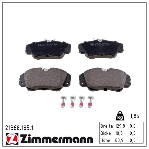 ZIMMERMANN Bremseklodser 213681851 foraksel for OPEL VAUXHALL