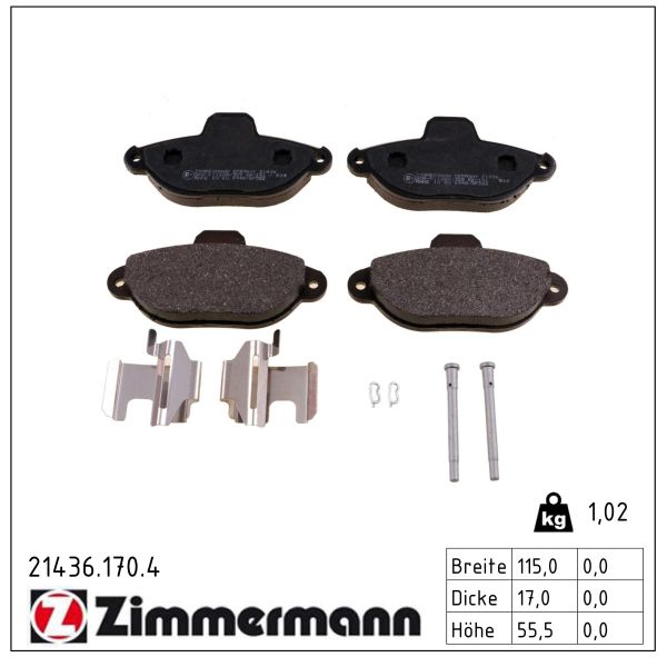ZIMMERMANN Bremseklodser 214361704 foraksel for FIAT