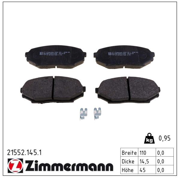 ZIMMERMANN Bremseklodser 215521451 foraksel for MAZDA