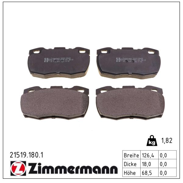 ZIMMERMANN Bremseklodser 215191801 foraksel for LAND ROVER