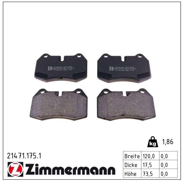 ZIMMERMANN Bremseklodser 214711751 foraksel for BMW