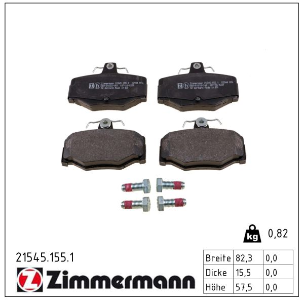 ZIMMERMANN Bremseklodser 215451551 bagaksel for NISSAN